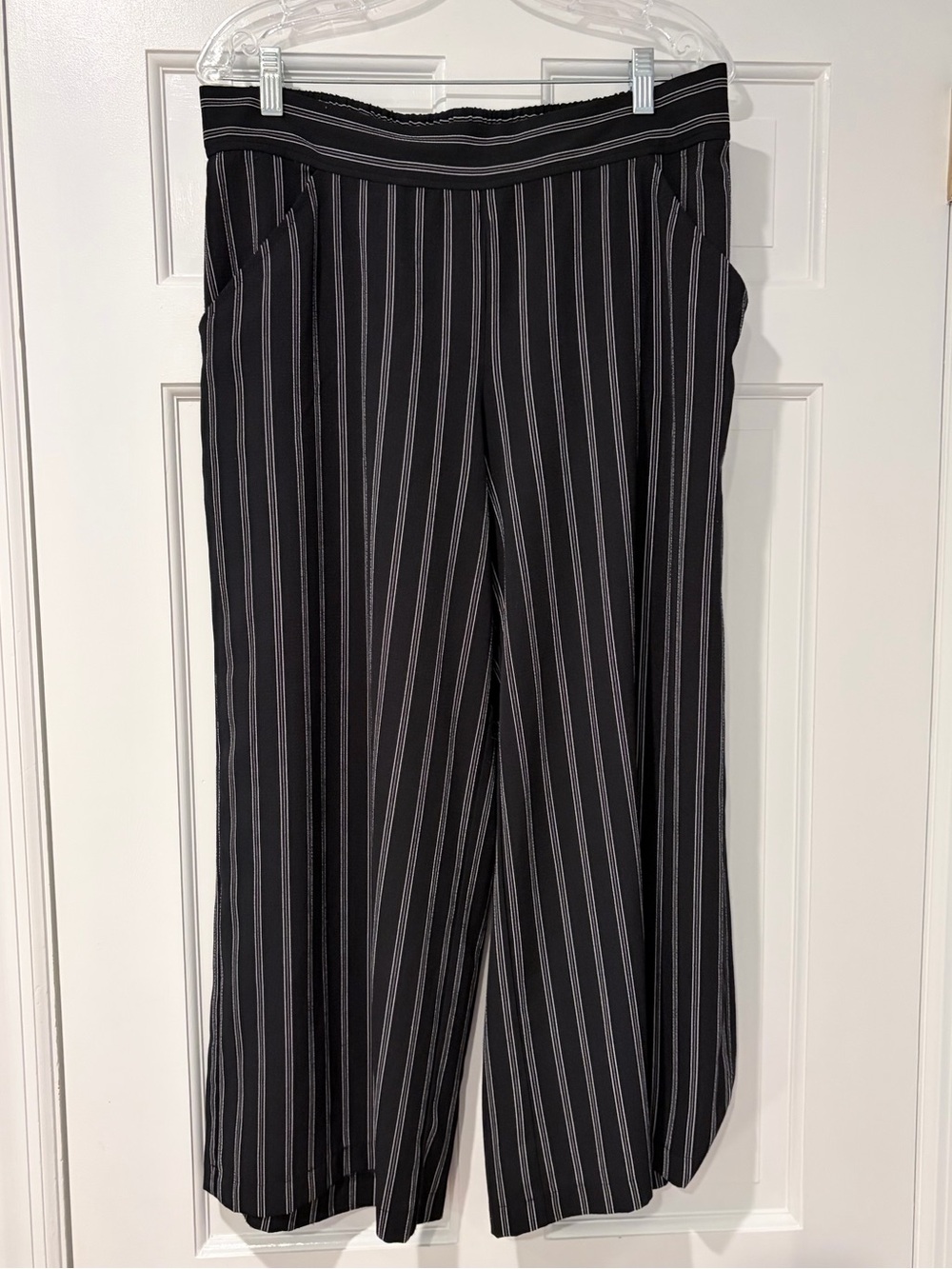 Max Studio Black Pinstripe Wide-Leg Pants